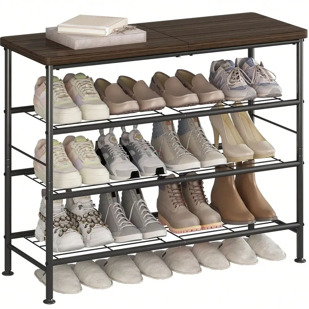 Rack Organizer 4 Tier For Closet Entryway Free Standing Metal Storage Shoe Shelf With MDF Top Board
Rack Organizer 4 Tier For Closet Entryway Free Standing Metal Storage Shoe Shelf With MDF Top Board