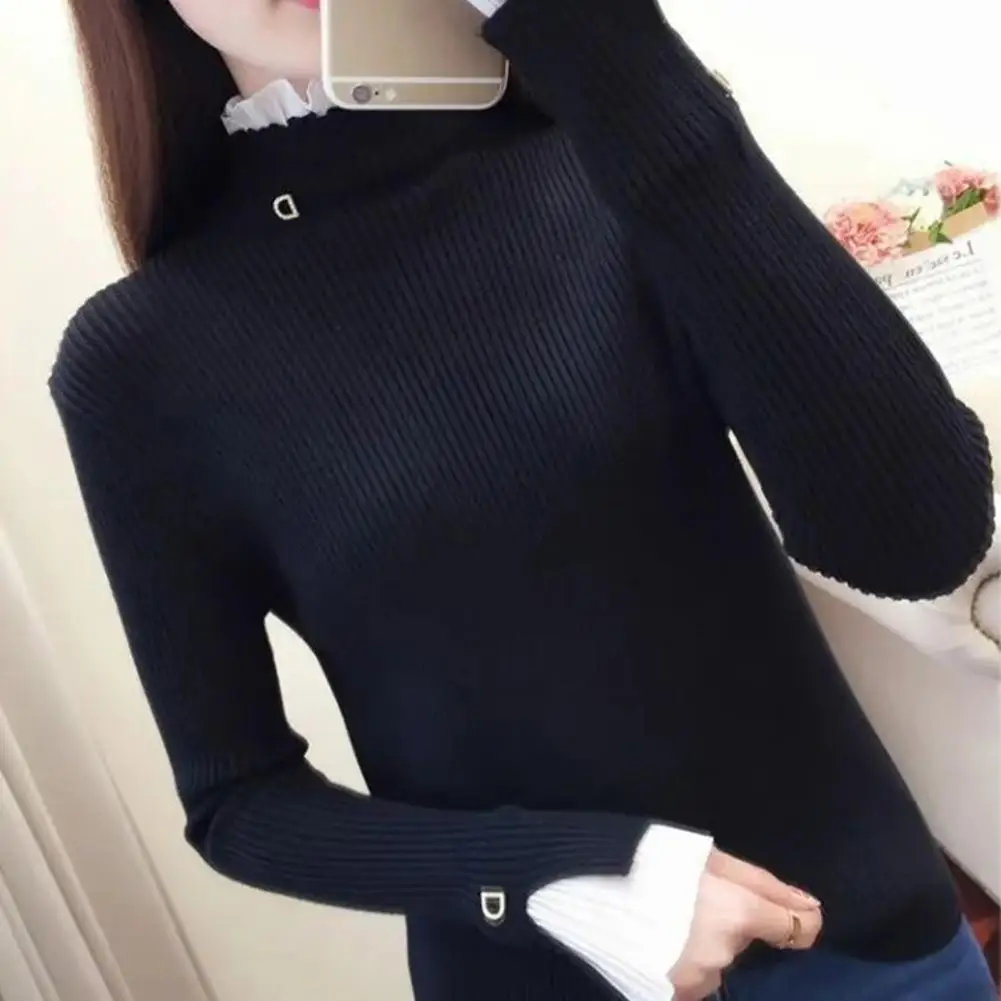 Women Sweater Chic Knitted Sweaters for Women Slim Fit Half-high Collar Elegant Lace Details for Fall Winter Fashion Stretchy
Women Sweater Chic Knitted Sweaters for Women Slim Fit Half-high Collar Elegant Lace Details for Fall Winter Fashion Stretchy