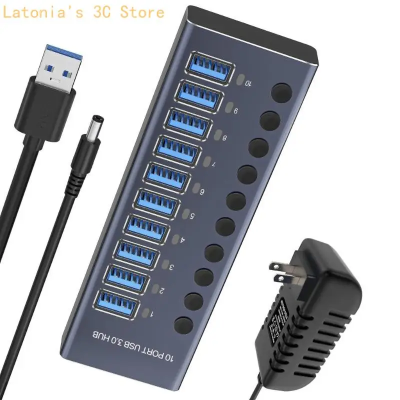 X3UB 10 Port USB3.0 Hub USB Splitter Socket With Individual Switches 5Gbps Efficient 
X3UB 10 Port USB3.0 Hub USB Splitter Socket With Individual Switches 5Gbps Efficient