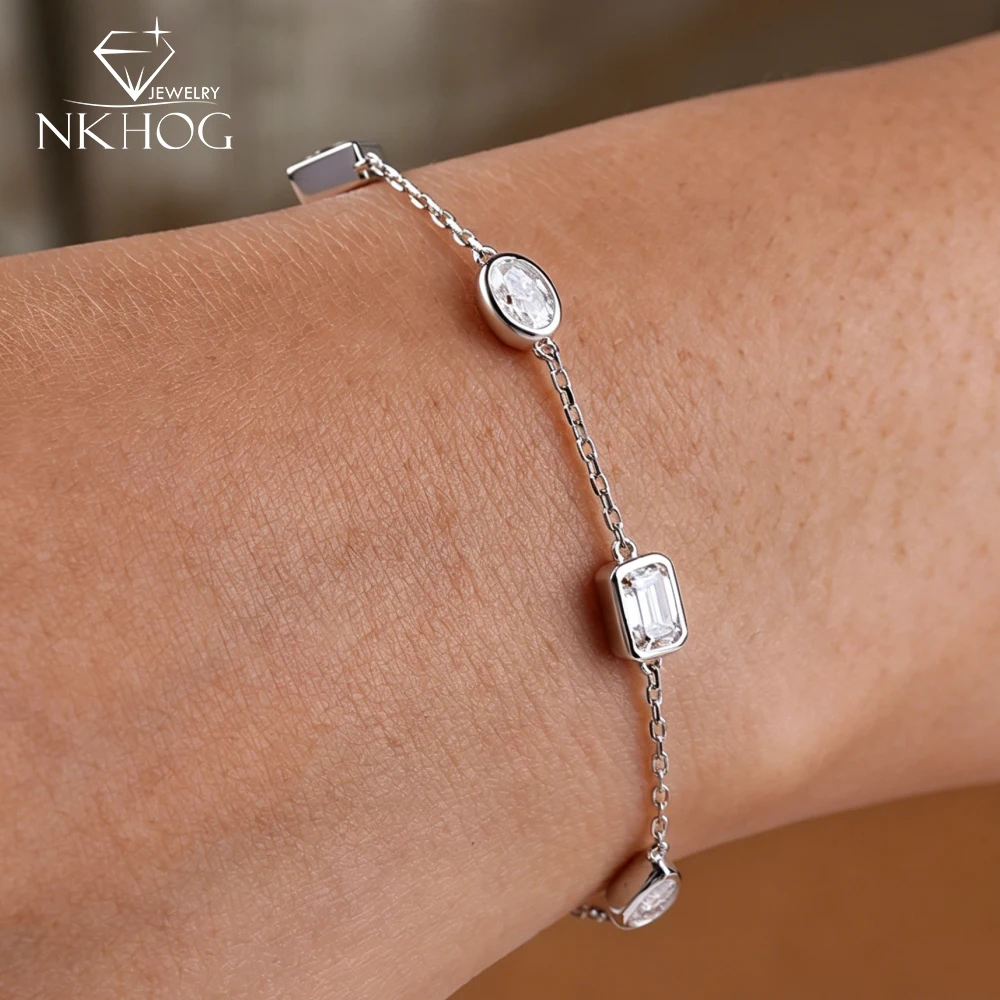 NKHOG 0.5CT Oval/Pear/Emerald Cut Moissanite Bracelets For Women S925 Silver Sparkling Lab Diamond Party Hand Chain Jewelry Gift
NKHOG 0.5CT Oval/Pear/Emerald Cut Moissanite Bracelets For Women S925 Silver Sparkling Lab Diamond Party Hand Chain Jewelry Gift