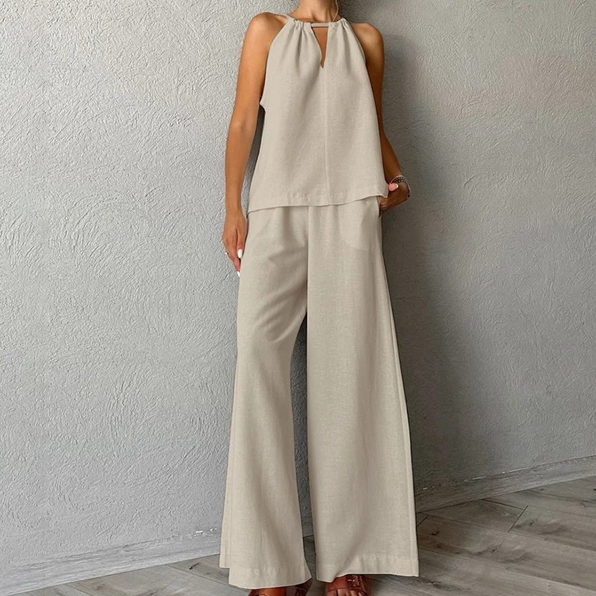 2026 Spring Casual Khaki Suit Women's Sleeveless Vest Loose Tank Top Wide Leg Long Trousers Summer Lady Suit Fashion Streetwear
2026 Spring Casual Khaki Suit Women's Sleeveless Vest Loose Tank Top Wide Leg Long Trousers Summer Lady Suit Fashion Streetwear