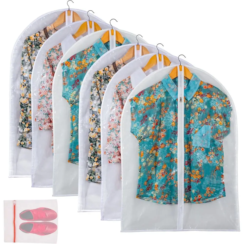 6-Pack Clear Suit Bags for Hanging Clothes, 24''x32'' with Zipper Closure
6-Pack Clear Suit Bags for Hanging Clothes, 24''x32'' with Zipper Closure