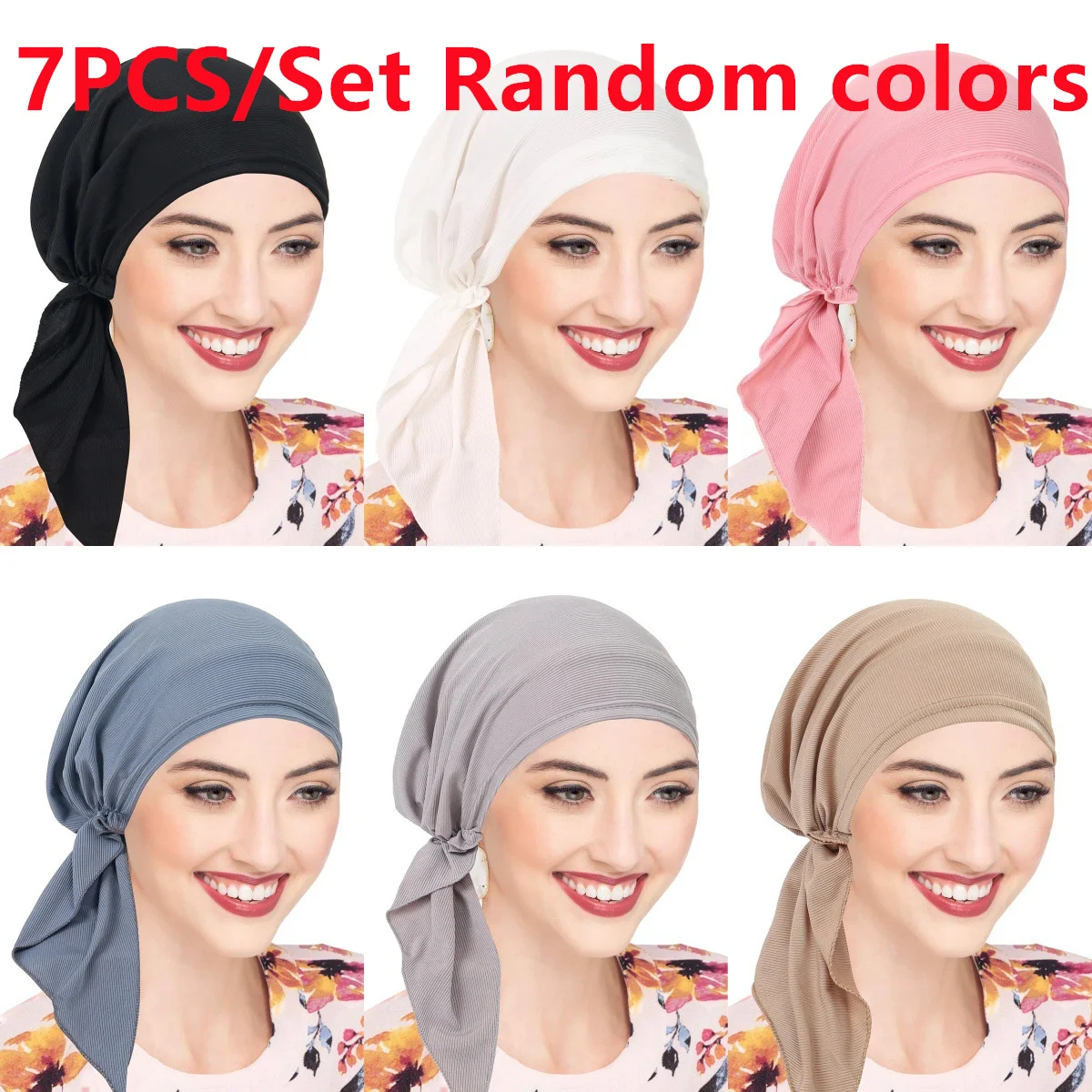 7PCS/Set Stretch Jersey Pre-tied Hat Muslim Hijab Turban Women Chemo Cap Beanies Bonnet Islam Hair Loss Headscarf Turbante Mujer
7PCS/Set Stretch Jersey Pre-tied Hat Muslim Hijab Turban Women Chemo Cap Beanies Bonnet Islam Hair Loss Headscarf Turbante Mujer