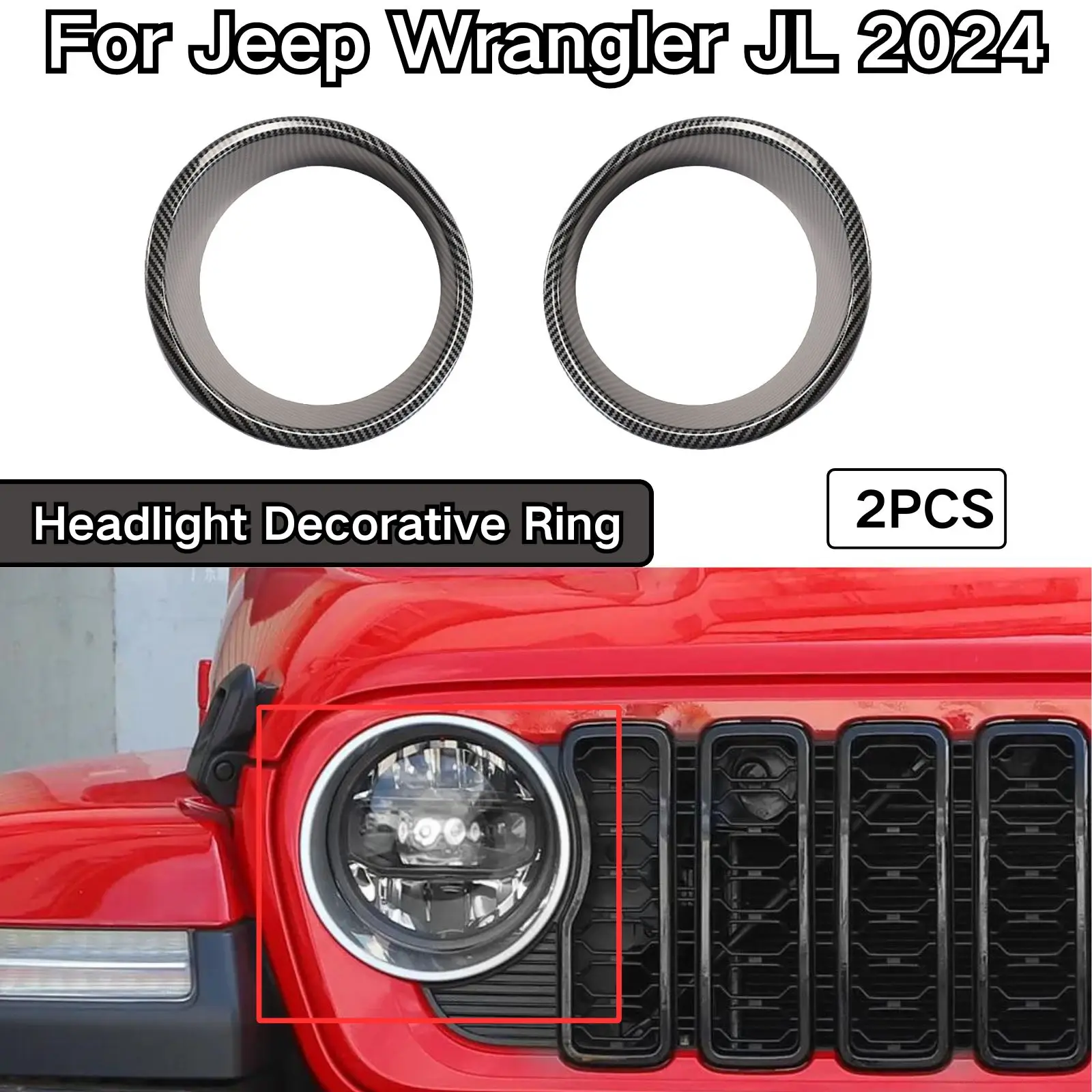 For Jeep Wrangler JL 2024 Front Headlight Decorative Ring 2PCS Black Red Blue Car Accessories Bumper Mesh Grille Sticker
For Jeep Wrangler JL 2024 Front Headlight Decorative Ring 2PCS Black Red Blue Car Accessories Bumper Mesh Grille Sticker