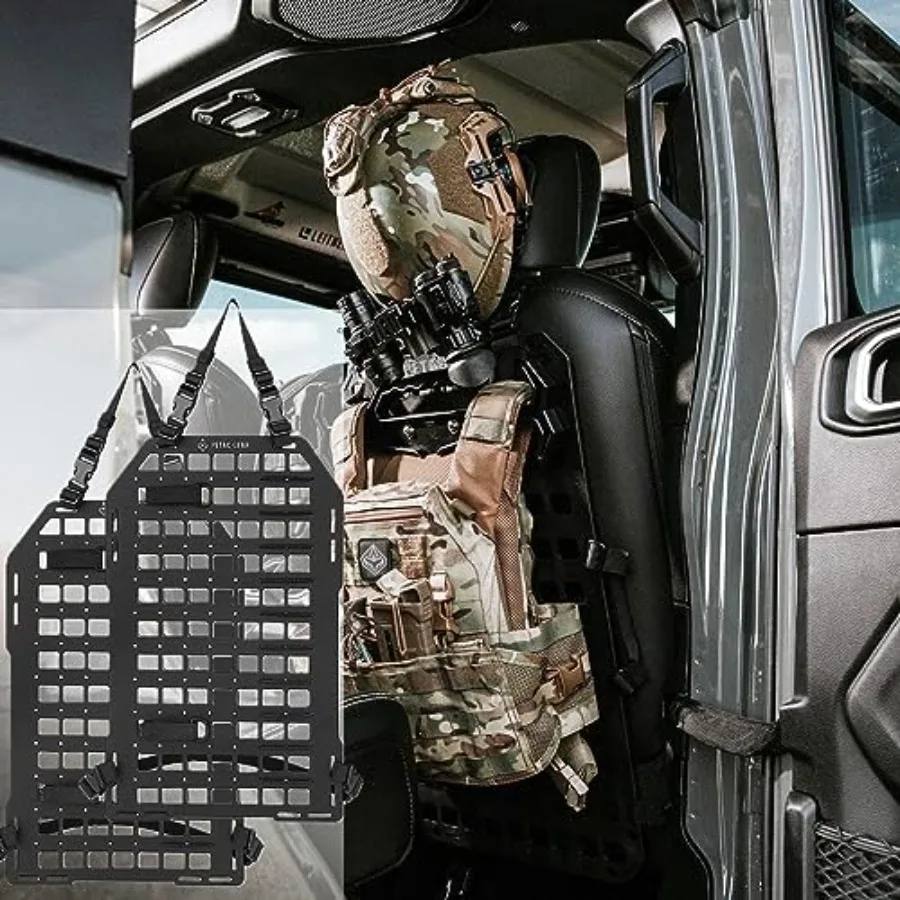 Tactical Car Seat Back Organizer with Rigid Molle Panels for Vehicles in Black Durable Truck Mount Rack Panel for Tactical Gear
Tactical Car Seat Back Organizer with Rigid Molle Panels for Vehicles in Black Durable Truck Mount Rack Panel for Tactical Gear