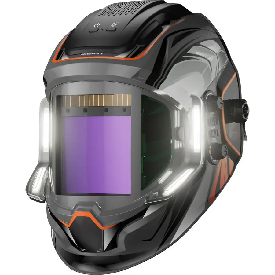 Welding Helmet with 4 LED Light, Panoramic Large Viewing Screen 3.94X3.74 True Color Auto Darkening Welding Helmet, 4 Arc Sensor
Welding Helmet with 4 LED Light, Panoramic Large Viewing Screen 3.94X3.74 True Color Auto Darkening Welding Helmet, 4 Arc Sensor