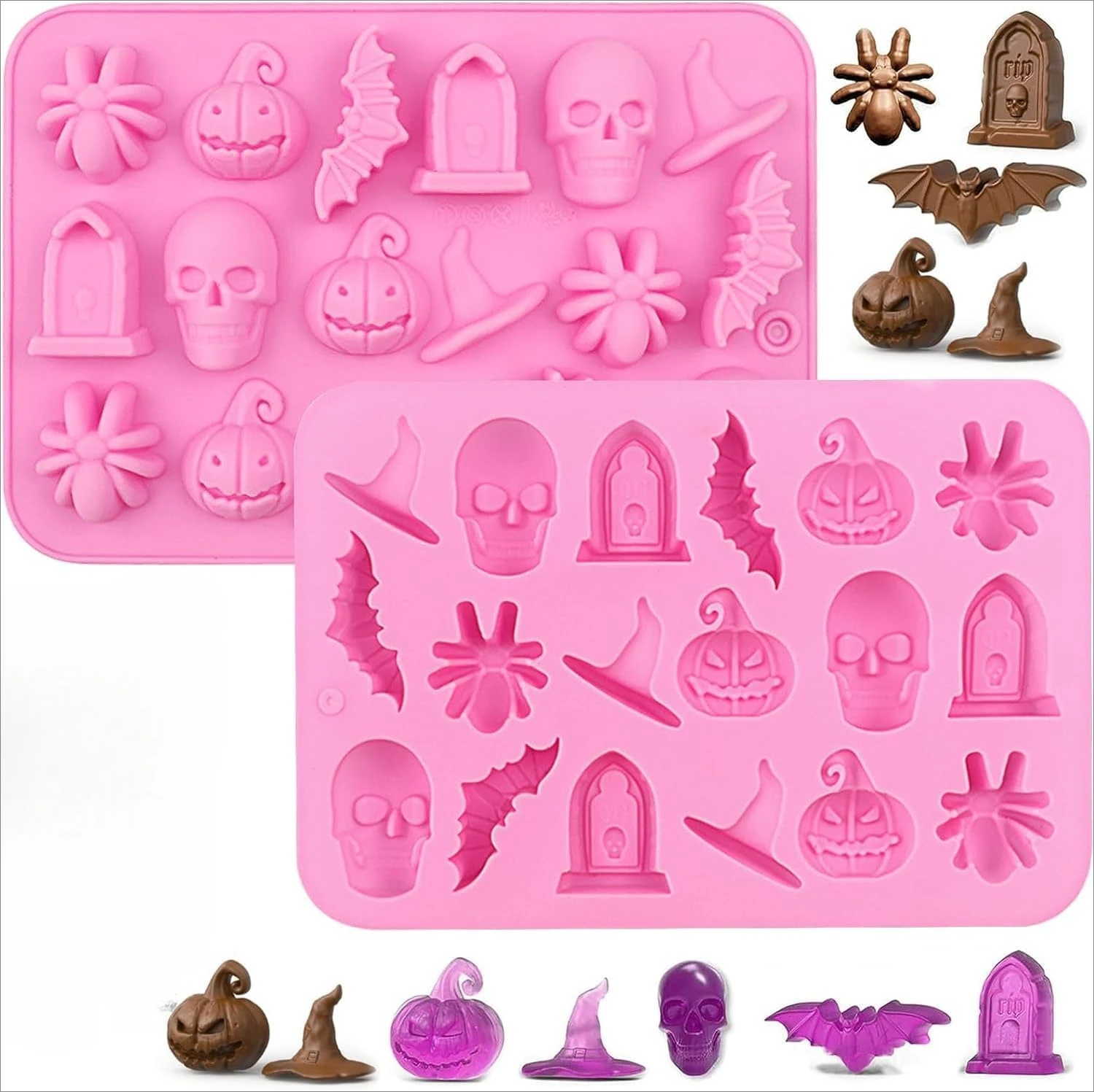 Halloween Silicone Molds 3D Chocolate Candy Gummy Mold Skull Pumpkin Bat Ghost Witch Hat Spider Tombstone Shapes Baking Tools
Halloween Silicone Molds 3D Chocolate Candy Gummy Mold Skull Pumpkin Bat Ghost Witch Hat Spider Tombstone Shapes Baking Tools
