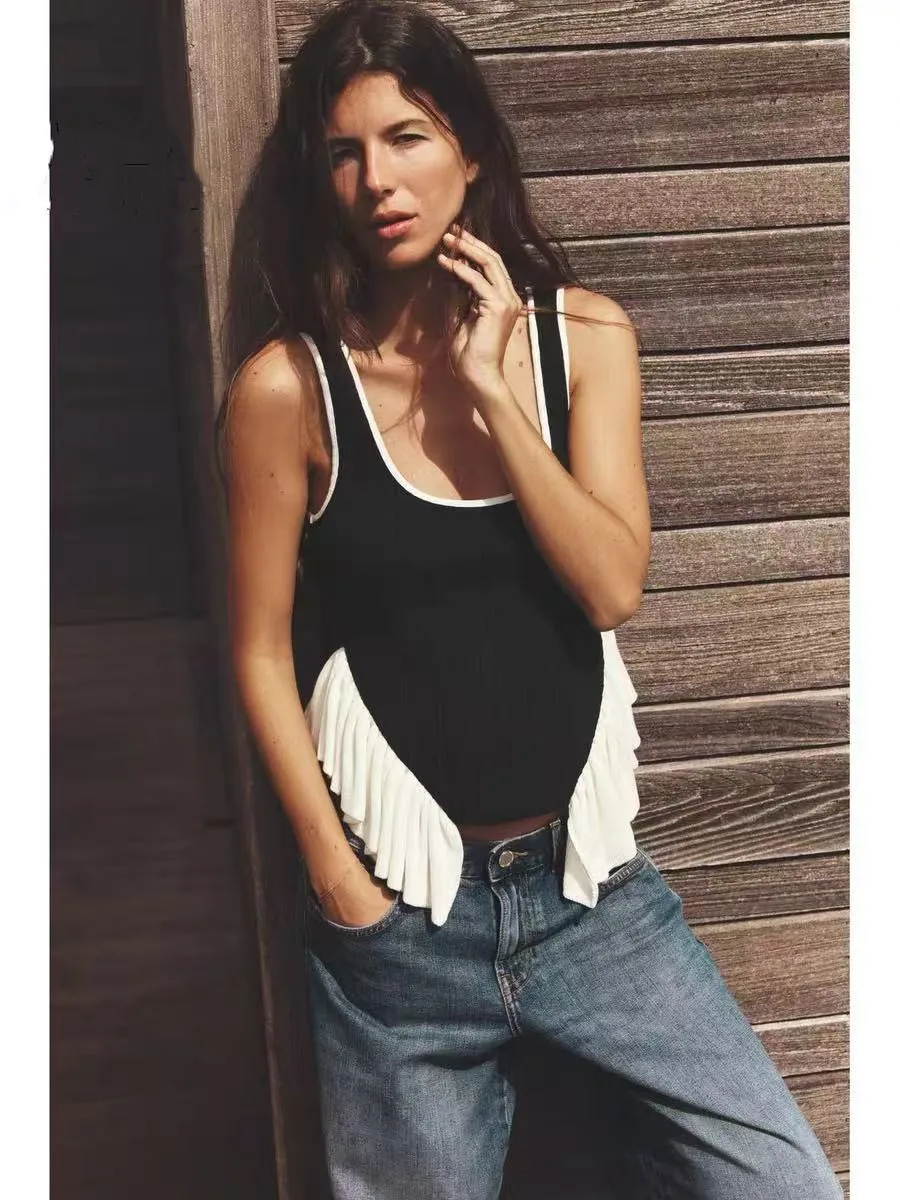 YY26166 ZA25 Summer New Women's Spicy Girl Versatile Color Contrast Design Knitted Sleeveless Round Neck Tank Top 4770185
YY26166 ZA25 Summer New Women's Spicy Girl Versatile Color Contrast Design Knitted Sleeveless Round Neck Tank Top 4770185