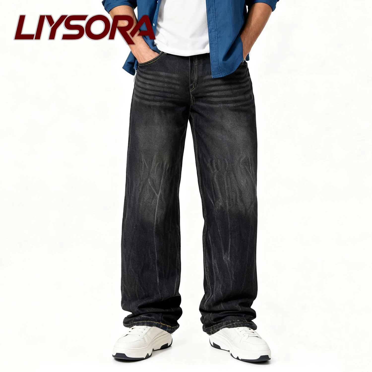 Classic American Retro Men's Black Baggy Wide Leg Jeans Business Casual Daily Loose Denim Pants Unisex High Street Jeans
Classic American Retro Men's Black Baggy Wide Leg Jeans Business Casual Daily Loose Denim Pants Unisex High Street Jeans