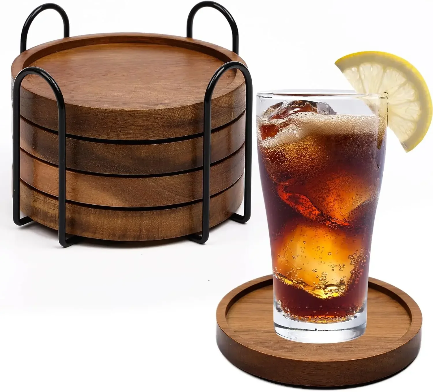 4 Pcs Wood Coasters for Drinks Absorbent, Wooden Coasters with Holder, Drink Coasters for Coffee Table, Absorbent Coaster Set
4 Pcs Wood Coasters for Drinks Absorbent, Wooden Coasters with Holder, Drink Coasters for Coffee Table, Absorbent Coaster Set