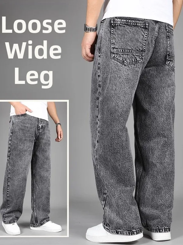 Casual Straight Leg Men's Jeans mid Waist Loose Fit Black Grey Denim Pants American Style High Street Spring Autumn New Trend
Casual Straight Leg Men's Jeans mid Waist Loose Fit Black Grey Denim Pants American Style High Street Spring Autumn New Trend