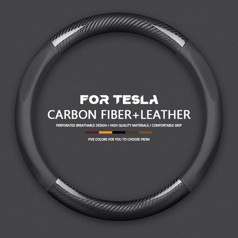 Подходит для Tesla Model 3 Model X Model S Model Y, кожаный чехол на руль из углеродного волокна, декоративные аксессуары для салона автомобиля 
Подходит для Tesla Model 3 Model X Model S Model Y, кожаный чехол на руль из углеродного волокна, декоративные аксессуары для салона автомобиля