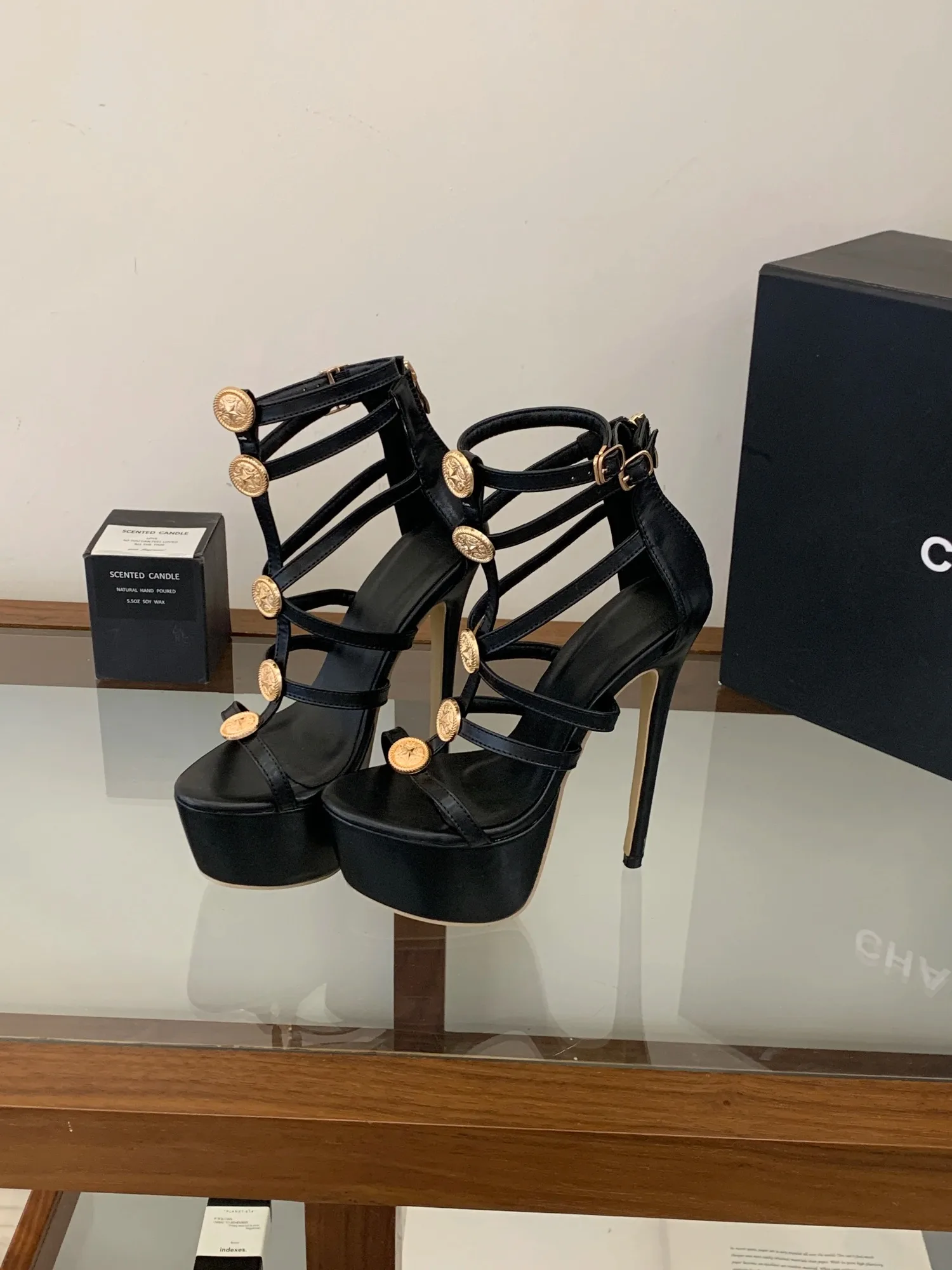 New Women Simple Multi-Strap Metal Button Platform High Heel Sandals, Open Toe Ankle Wrap Stilettos for Stage Nightclub Party
New Women Simple Multi-Strap Metal Button Platform High Heel Sandals, Open Toe Ankle Wrap Stilettos for Stage Nightclub Party