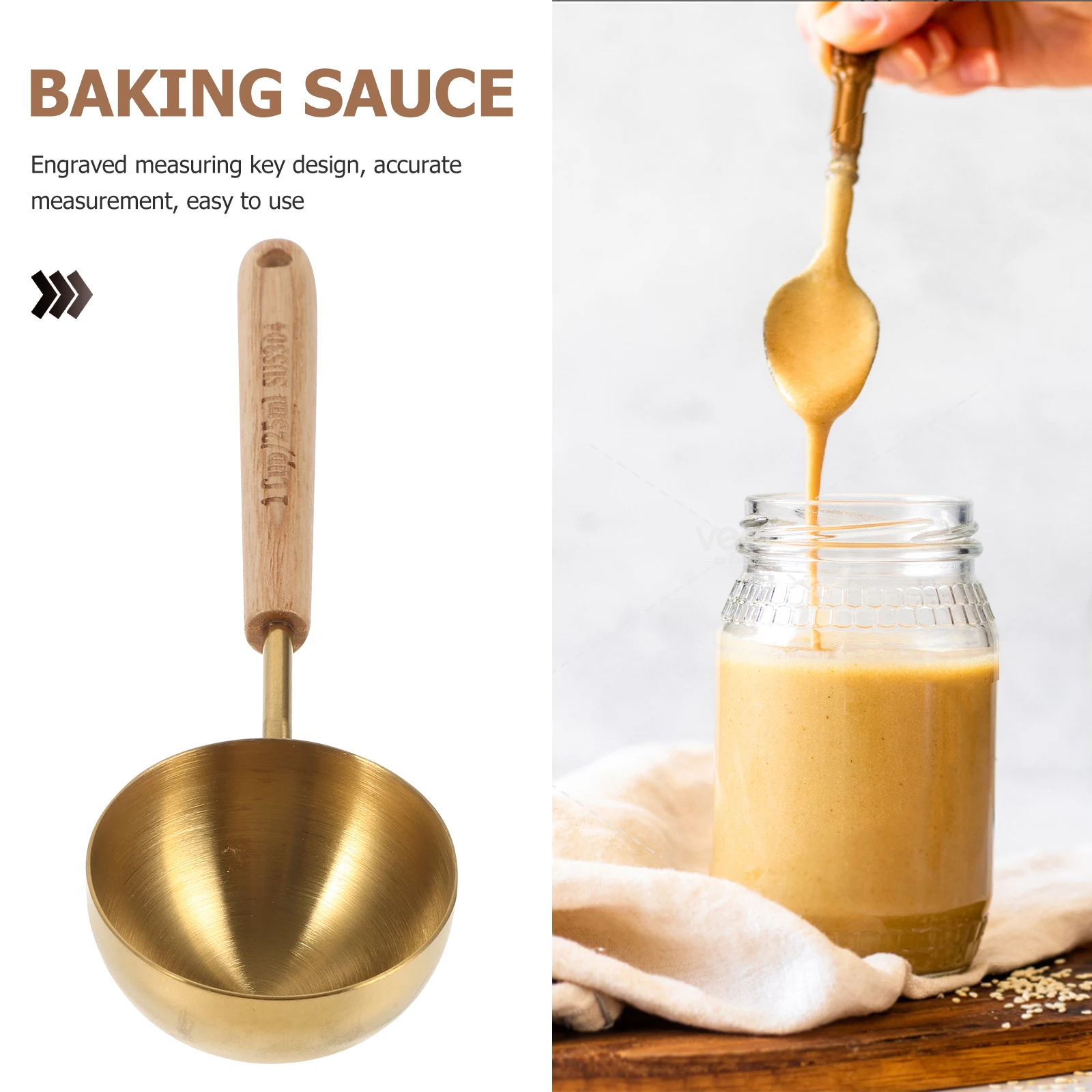 1 Pc Wooden H Measuring Spoon 304 Stainless Steel Golden Dull 1Cup 25ml Baking Cooking Kitchen Gadgets Milk Powder Coffee
1 Pc Wooden H Measuring Spoon 304 Stainless Steel Golden Dull 1Cup 25ml Baking Cooking Kitchen Gadgets Milk Powder Coffee