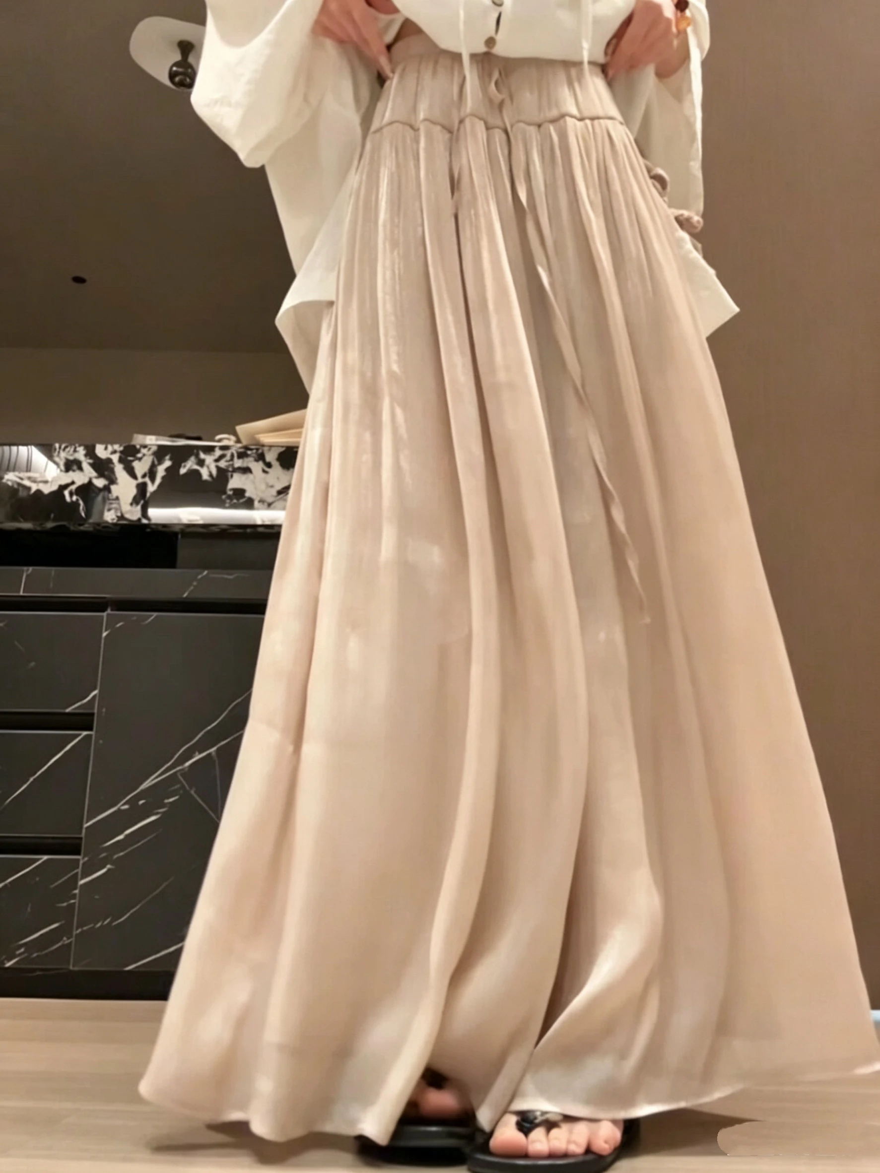 Lightweight Summer Wide Leg Pants Skirt Women's Loose Drapey Floor Length Trousers Gauze Silk Matte Lazy Bf Style Zen Spirit
Lightweight Summer Wide Leg Pants Skirt Women's Loose Drapey Floor Length Trousers Gauze Silk Matte Lazy Bf Style Zen Spirit