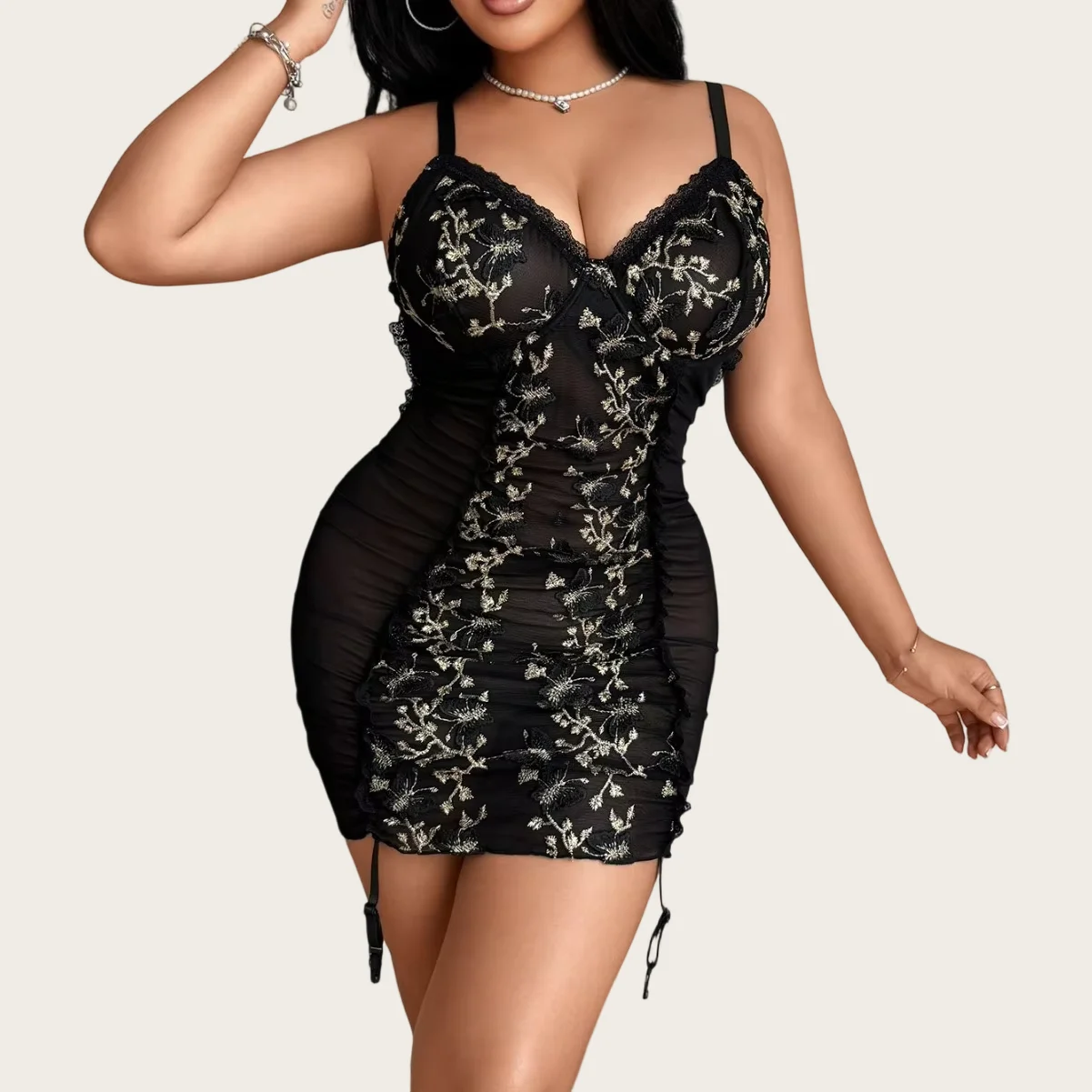 Sexy Plus Size Lingerie Dress Women Black Gold Embroidery Mesh Babydoll Chemise Garter Lingerie Set Role Play Costume 0XL 5XL
Sexy Plus Size Lingerie Dress Women Black Gold Embroidery Mesh Babydoll Chemise Garter Lingerie Set Role Play Costume 0XL 5XL