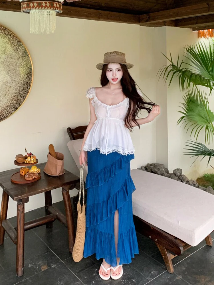Summer 2026 Women's Vintage Vacation Style Low Cut Beach Shirt Asymmetrical Design Halter Top Skirt Set Casual Cotton Blend
Summer 2026 Women's Vintage Vacation Style Low Cut Beach Shirt Asymmetrical Design Halter Top Skirt Set Casual Cotton Blend