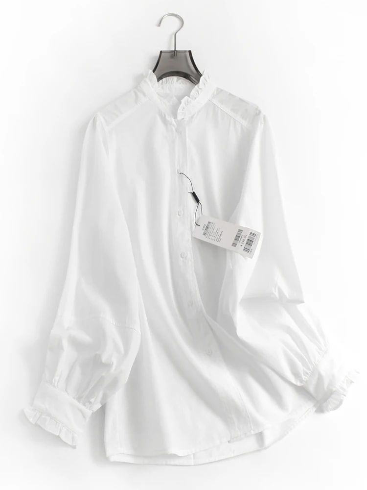 Loose Long Sleeve Stand Collar Women's Shirt White Earlet Lace Casual Versatile Autumn New Style G091 Polyester Cotton Blend
Loose Long Sleeve Stand Collar Women's Shirt White Earlet Lace Casual Versatile Autumn New Style G091 Polyester Cotton Blend