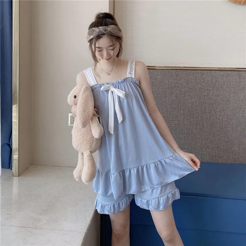 Summer Cotton Sweet Style Women's Sleepwear Princess Home Clothes Two-Piece Set Student Simple Design Comfortable Short Sleeve
Summer Cotton Sweet Style Women's Sleepwear Princess Home Clothes Two-Piece Set Student Simple Design Comfortable Short Sleeve