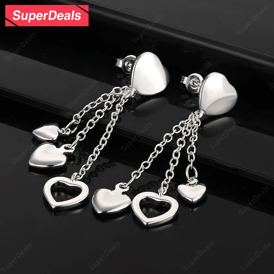 SuperDeals 925 Sterling Silver Heart Shape Drop Earring Girls Birthday Sweet Gift Valentine's Day Party Fashion Elegant Jewelry
SuperDeals 925 Sterling Silver Heart Shape Drop Earring Girls Birthday Sweet Gift Valentine's Day Party Fashion Elegant Jewelry