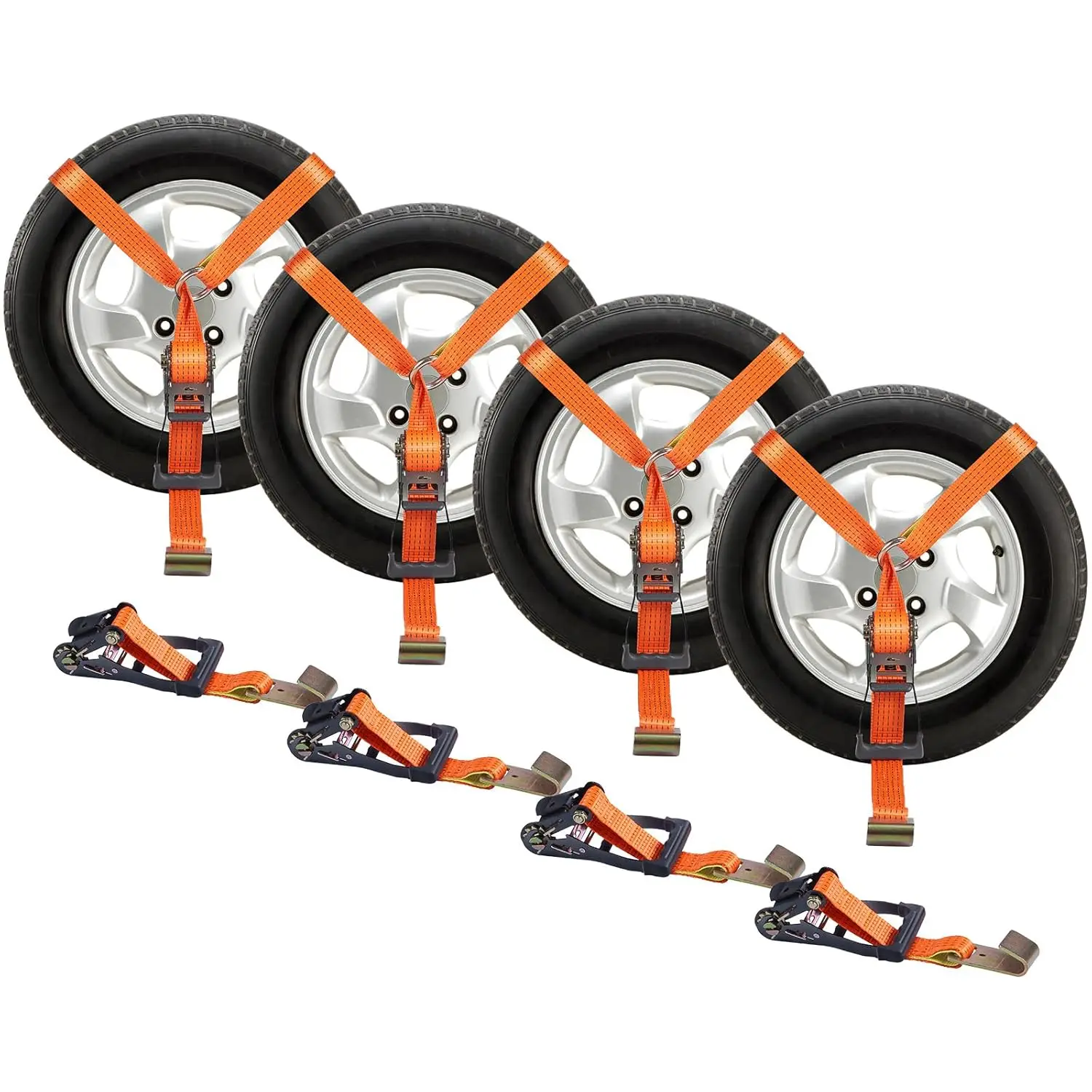 Car Tie Down Straps Kit, Lasso Style 2" x 120" Tire Straps, 5512 LBS Working Load, 11023 LBS Breaking Strength, with Flat Hooks
Car Tie Down Straps Kit, Lasso Style 2" x 120" Tire Straps, 5512 LBS Working Load, 11023 LBS Breaking Strength, with Flat Hooks