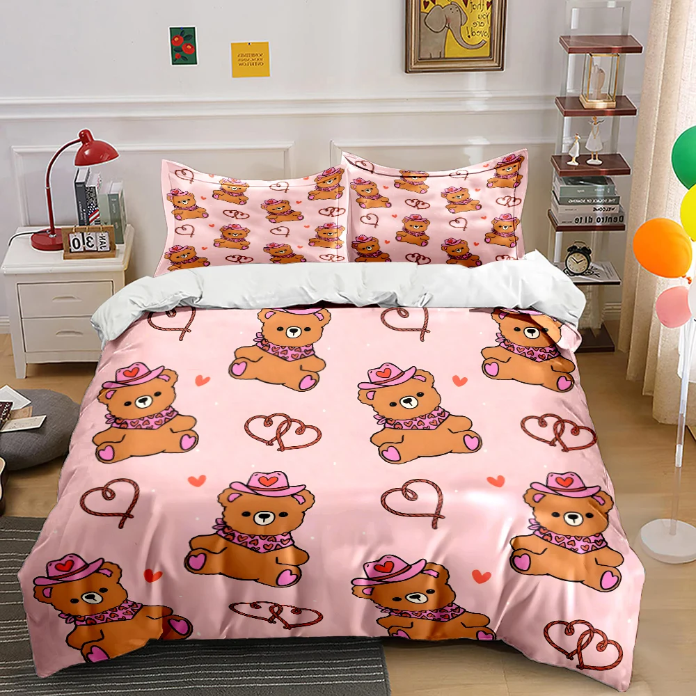 Cute bears with pink heart background Print Bedding Set 1 Duvet Cover 2 Pillowcases for Adult and Children Luxury Gift Full Size
Cute bears with pink heart background Print Bedding Set 1 Duvet Cover 2 Pillowcases for Adult and Children Luxury Gift Full Size
