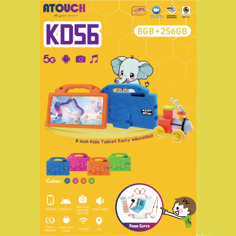 ATOUCH Tablet PC 8inch KD56 android 12.0 8GB+256GB,5G,8000 mAh,double cameras front 5.0M back 8.0M
ATOUCH Tablet PC 8inch KD56 android 12.0 8GB+256GB,5G,8000 mAh,double cameras front 5.0M back 8.0M