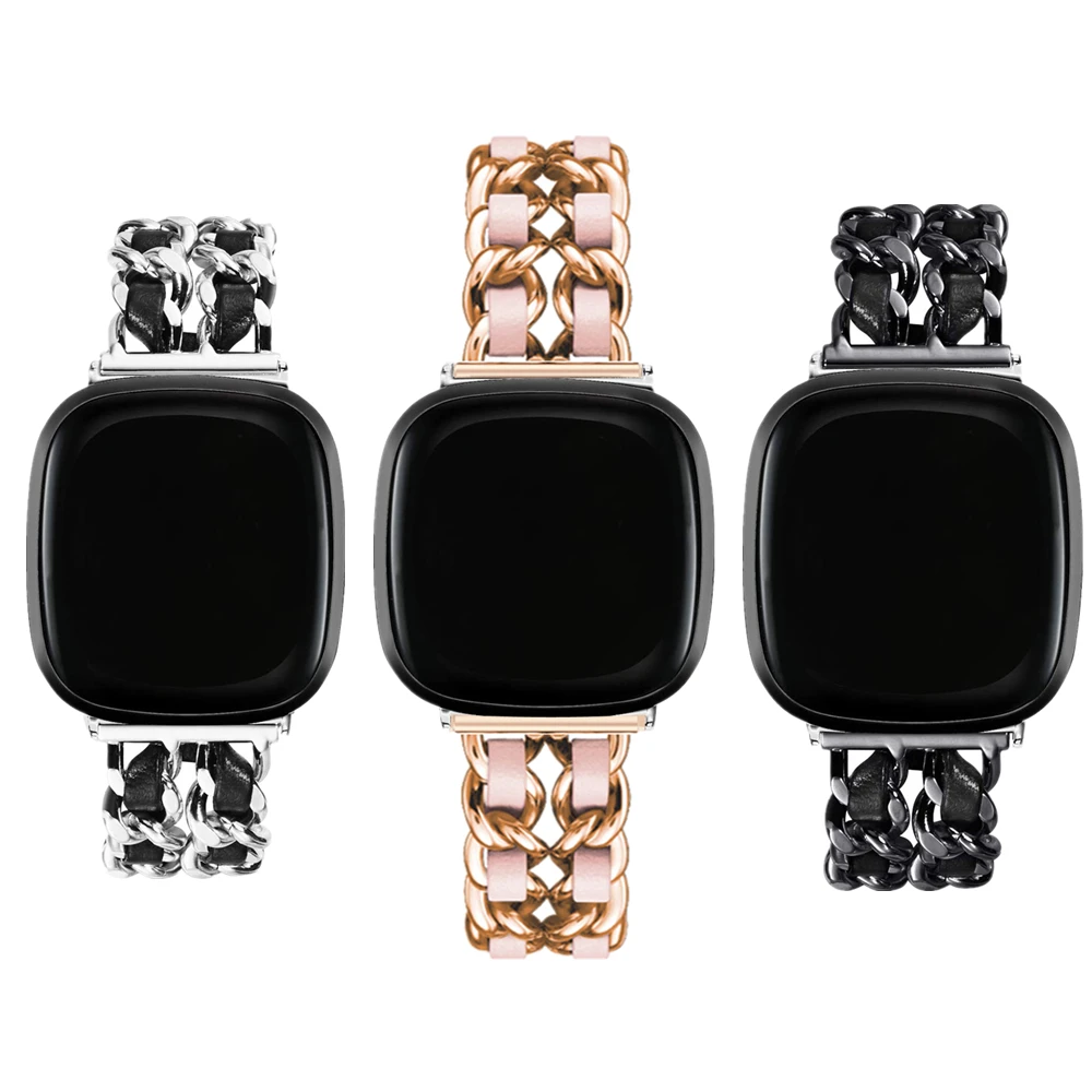 Versa3 band for fitbit versa sense strap Jewelry Link with Leather Bracelet for fitbit versa 3 bands Smartwatch Accessories
Versa3 band for fitbit versa sense strap Jewelry Link with Leather Bracelet for fitbit versa 3 bands Smartwatch Accessories