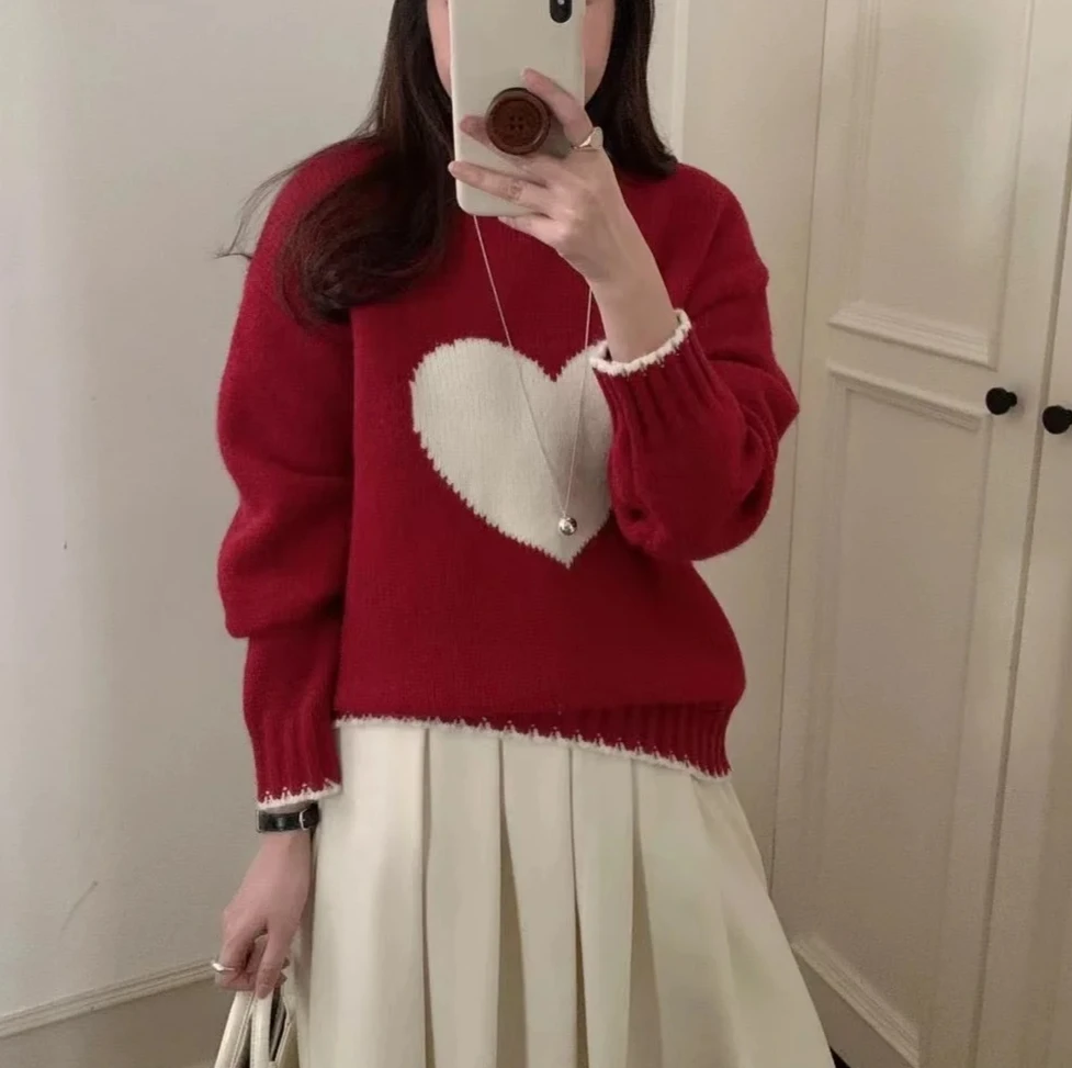 Свитер-пуловер контрастного цвета Love, женский мягкий и свободный вязаный топ с круглым вырезом
Свитер-пуловер контрастного цвета Love, женский мягкий и свободный вязаный топ с круглым вырезом