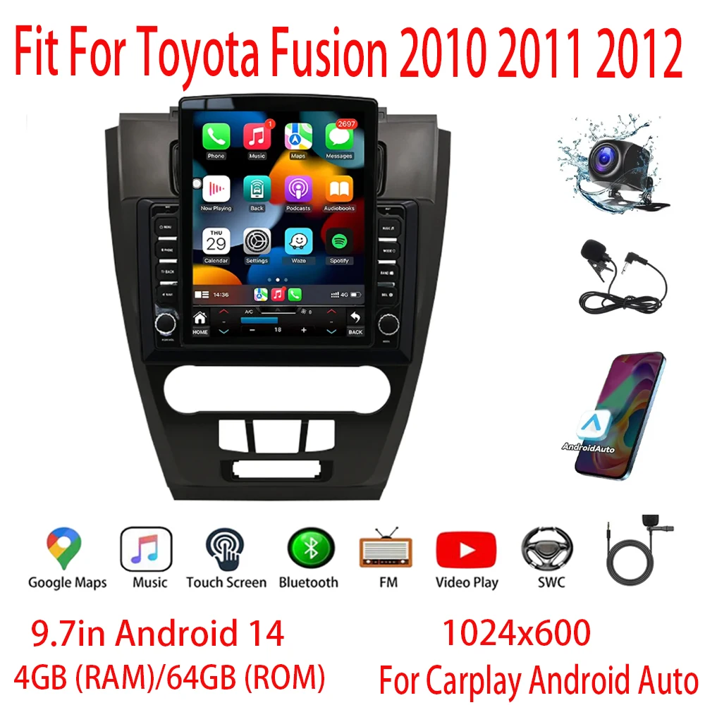 Car GPS Stereo Radio Car-play/Android Auto Android 14 For Toyota Fusion 2010 2011 2012 Music Player 4+64G Control RDS Navigation
Car GPS Stereo Radio Car-play/Android Auto Android 14 For Toyota Fusion 2010 2011 2012 Music Player 4+64G Control RDS Navigation