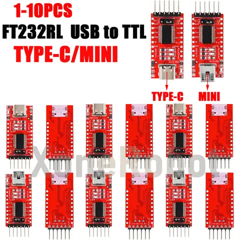 1-10PCS FT232RL FT232 FTDI USB 3.3V 5.5V to TTL Serial Adapter Module for Arduino FT232 Pro Mini Port USB TO TTL 232 Type-C USB