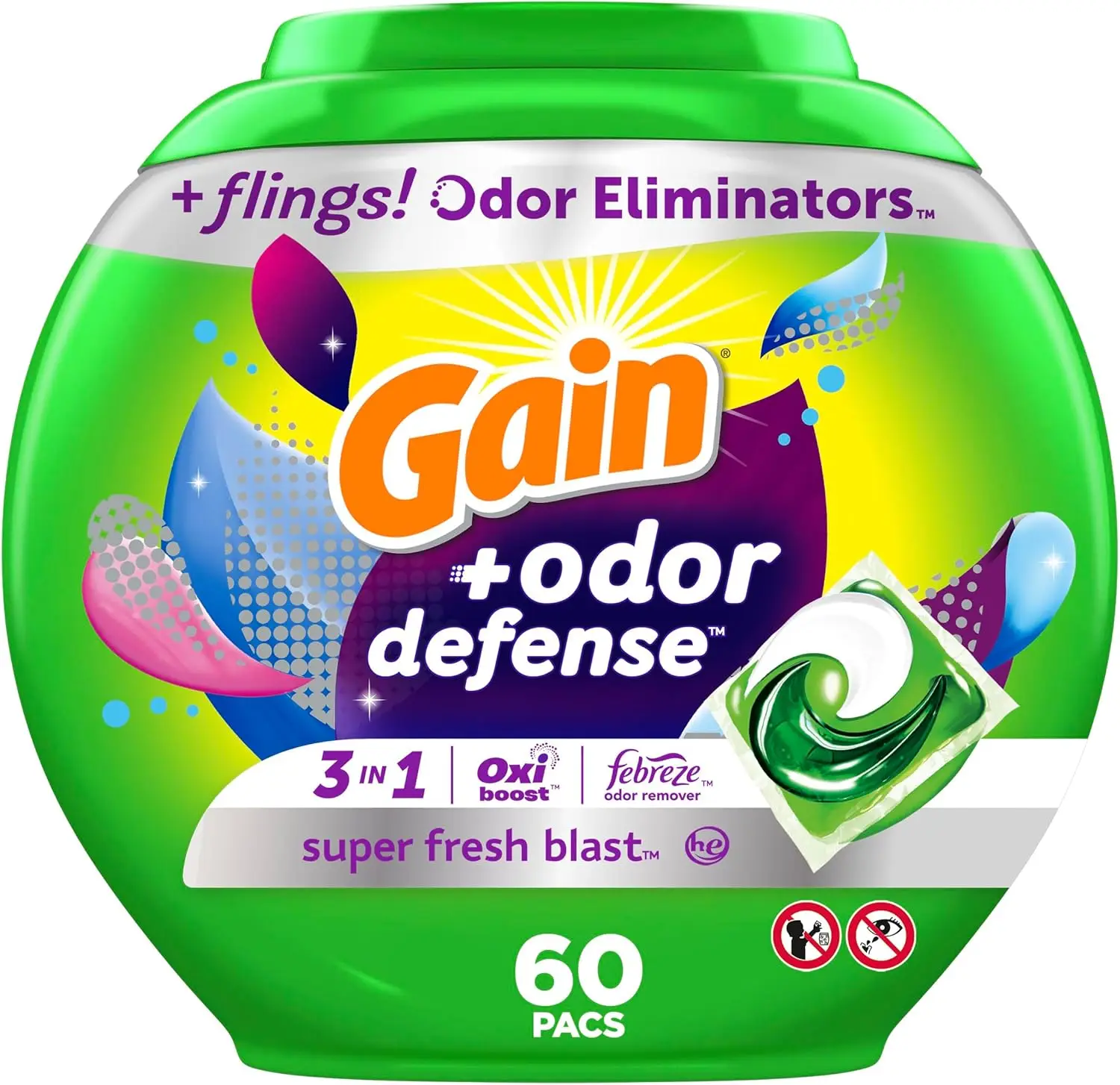 Laundry Detergent Pacs Odor Defense 60 Count Super Fresh Blast Scent 3in1 with Oxi
Laundry Detergent Pacs Odor Defense 60 Count Super Fresh Blast Scent 3in1 with Oxi