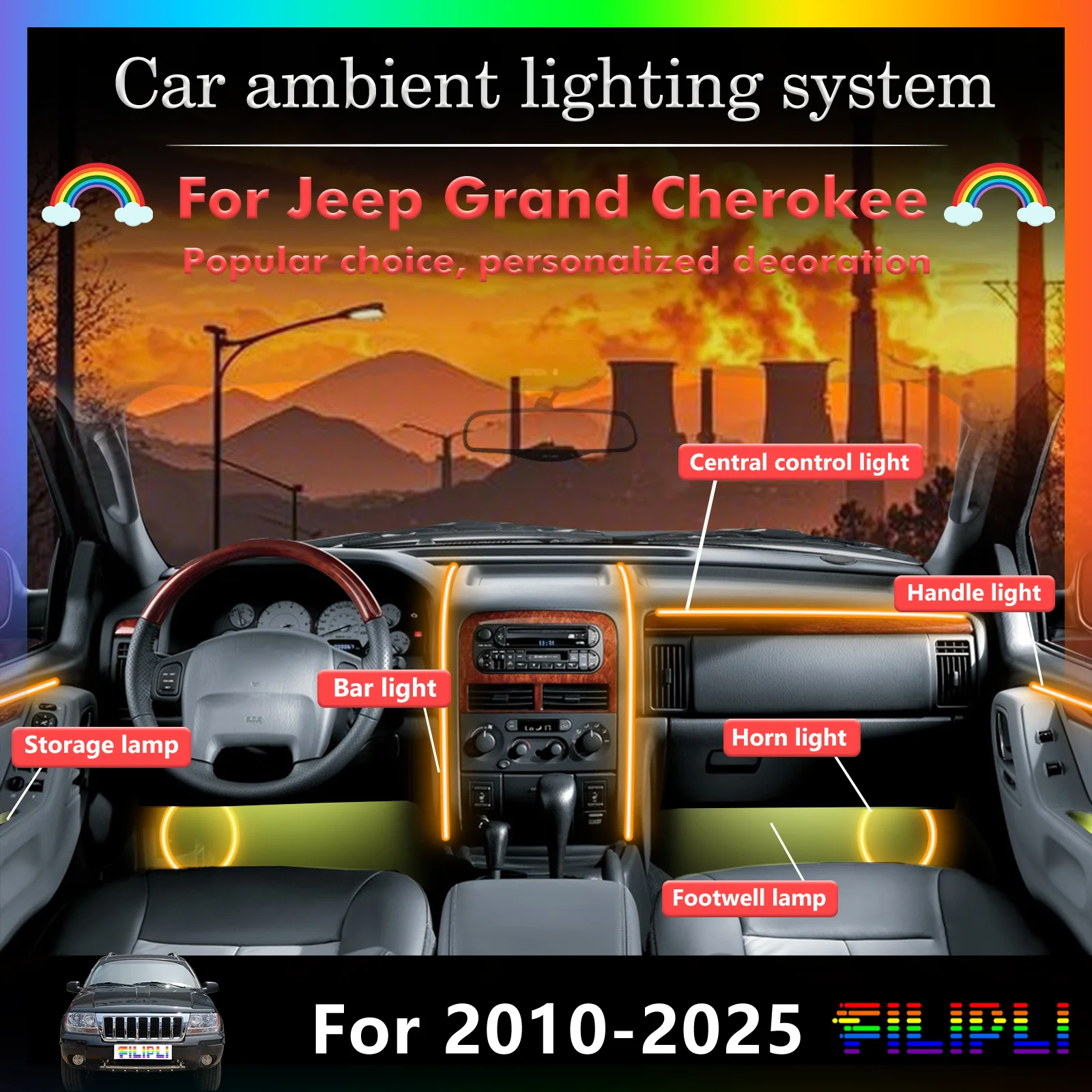 Для Jeep Grand Cherokee RGB 64 цвета светодиодный умный пульт дистанционного управления салона автомобиля окружающее освещение энергосберегающий эффективный набор ламп
Для Jeep Grand Cherokee RGB 64 цвета светодиодный умный пульт дистанционного управления салона автомобиля окружающее освещение энергосберегающий эффективный набор ламп