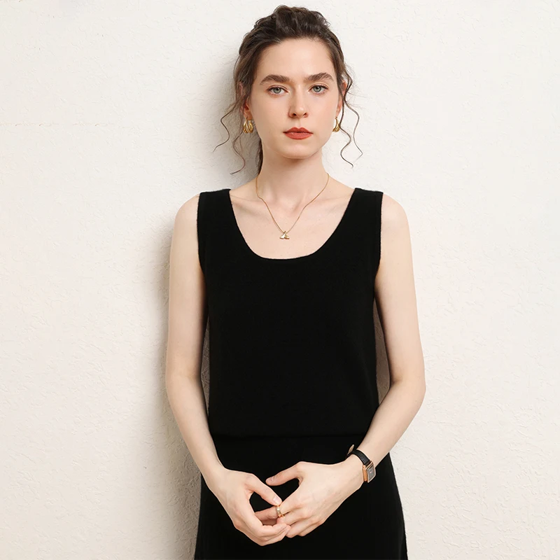 Classical Women's 100% Cashmere Waistcoat Simple Style U-neck Sleeveless Pullover Sweater Spring Autumn Cashmere Knit Vest Tops
Classical Women's 100% Cashmere Waistcoat Simple Style U-neck Sleeveless Pullover Sweater Spring Autumn Cashmere Knit Vest Tops