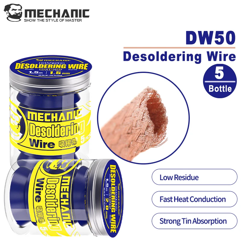 МЕХАНИК 5 шт. DW50 1,5 м прочная медная проволока для распайки оплетка для припоя для удаления фитиля 1,5/2,0/2,5/3,0/3,5 мм паяльная оловянная присоска
МЕХАНИК 5 шт. DW50 1,5 м прочная медная проволока для распайки оплетка для припоя для удаления фитиля 1,5/2,0/2,5/3,0/3,5 мм паяльная оловянная присоска