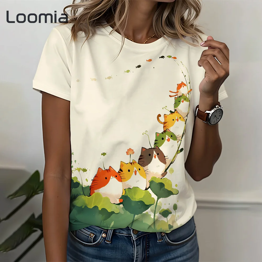 Cat Graphic T Shirts Summer New Woman Clothing O-Neck Fashion Women's T-Shirt Tops Women Clothes Harajuku Streets Trendy Tops
Cat Graphic T Shirts Summer New Woman Clothing O-Neck Fashion Women's T-Shirt Tops Women Clothes Harajuku Streets Trendy Tops