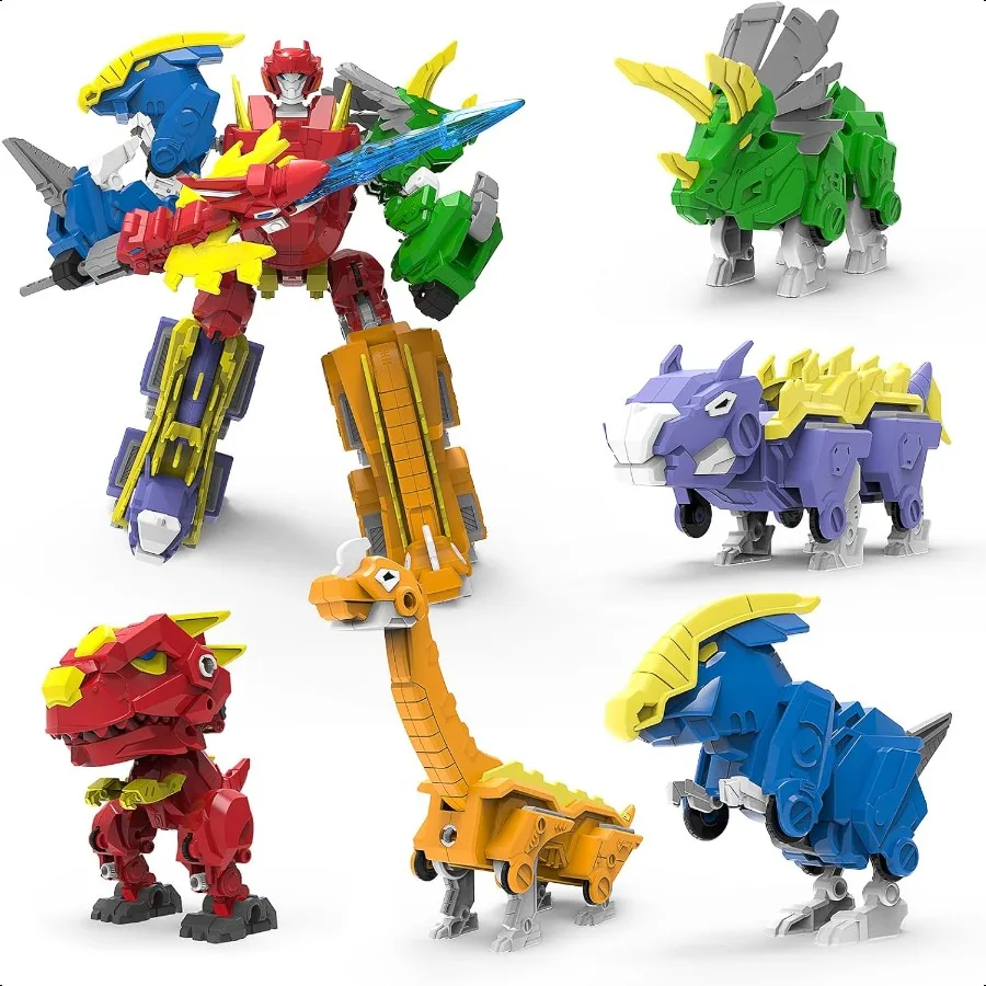 5in1 Robot Dinosaur Toys Set: Large Transforming Robot Take Apart Kit with 5 Dinosaur Action Figures Triceratops Deformation To
5in1 Robot Dinosaur Toys Set: Large Transforming Robot Take Apart Kit with 5 Dinosaur Action Figures Triceratops Deformation To