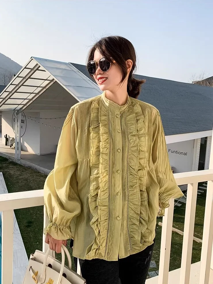 Ele High-End Silk Cotton irt Women's Loose Heavyweight Spring Top French Sle Loose Fit Long Sve Pure Color Button ...
Ele High-End Silk Cotton irt Women's Loose Heavyweight Spring Top French Sle Loose Fit Long Sve Pure Color Button ...