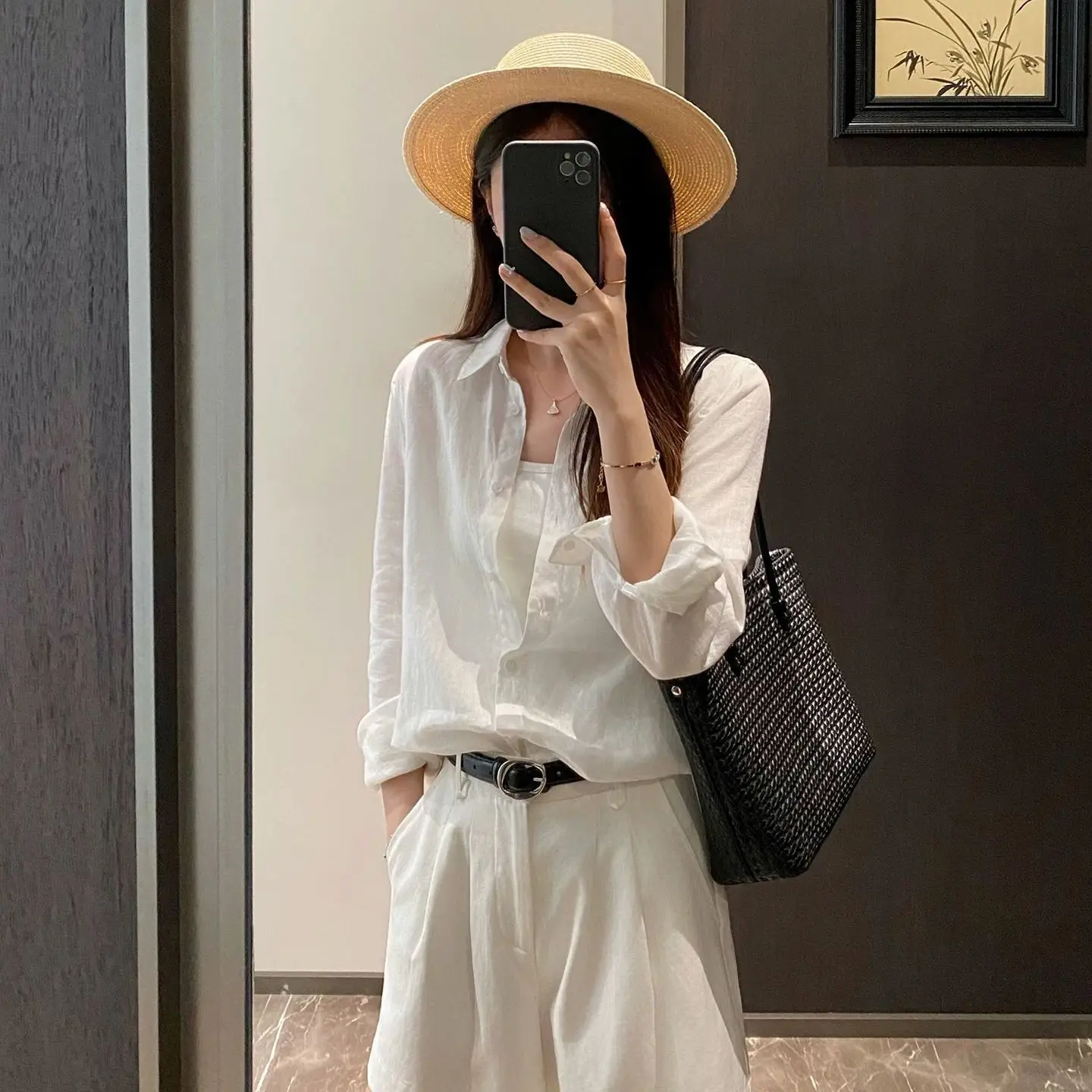 Dave&di Linen Pointed Collar Long Sleeved Casual Sun Protection Shirt Top For Women In Spring And Summer
Dave&di Linen Pointed Collar Long Sleeved Casual Sun Protection Shirt Top For Women In Spring And Summer