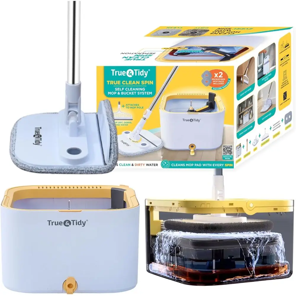 Detachable Bucket Spin Mop with Standing Base, Separates Water, Square Head, Triple Jet Spray, Replaceable Pads
Detachable Bucket Spin Mop with Standing Base, Separates Water, Square Head, Triple Jet Spray, Replaceable Pads