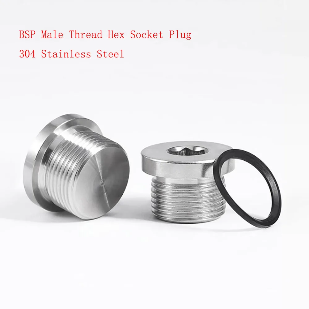 1PCS 304 Stainless Steel BSP Male Thread Hex Socket Plug ED Sealing Ring Flange Inner Hexagon Bolt Oil Pipe Fitting
1PCS 304 Stainless Steel BSP Male Thread Hex Socket Plug ED Sealing Ring Flange Inner Hexagon Bolt Oil Pipe Fitting