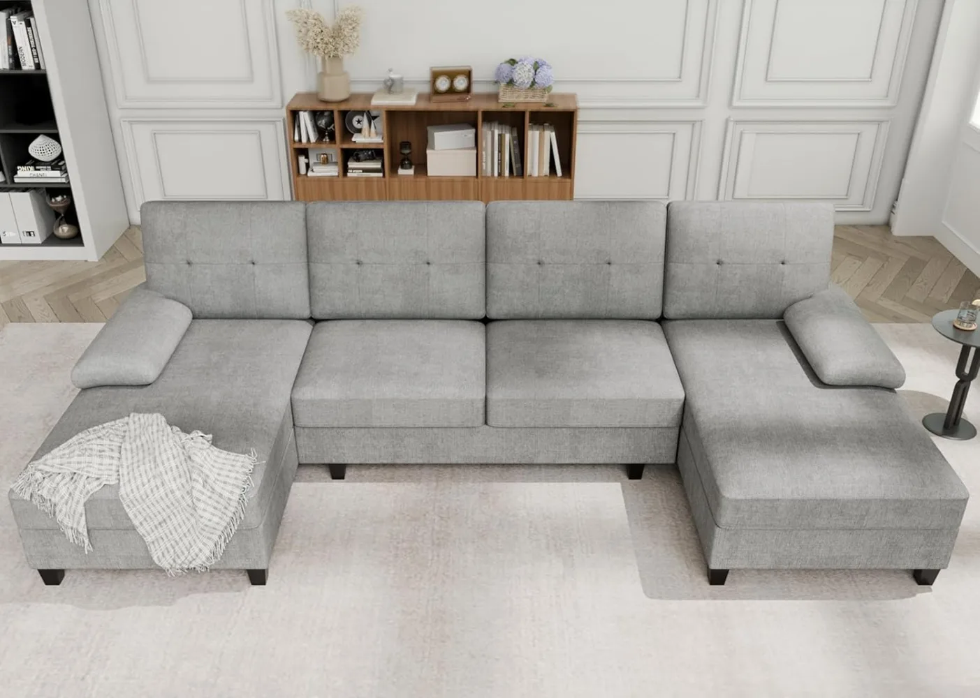 4-Seat Set, Small Couch Living Room Set, 106in, Fabric, Light Grey
4-Seat Set, Small Couch Living Room Set, 106in, Fabric, Light Grey