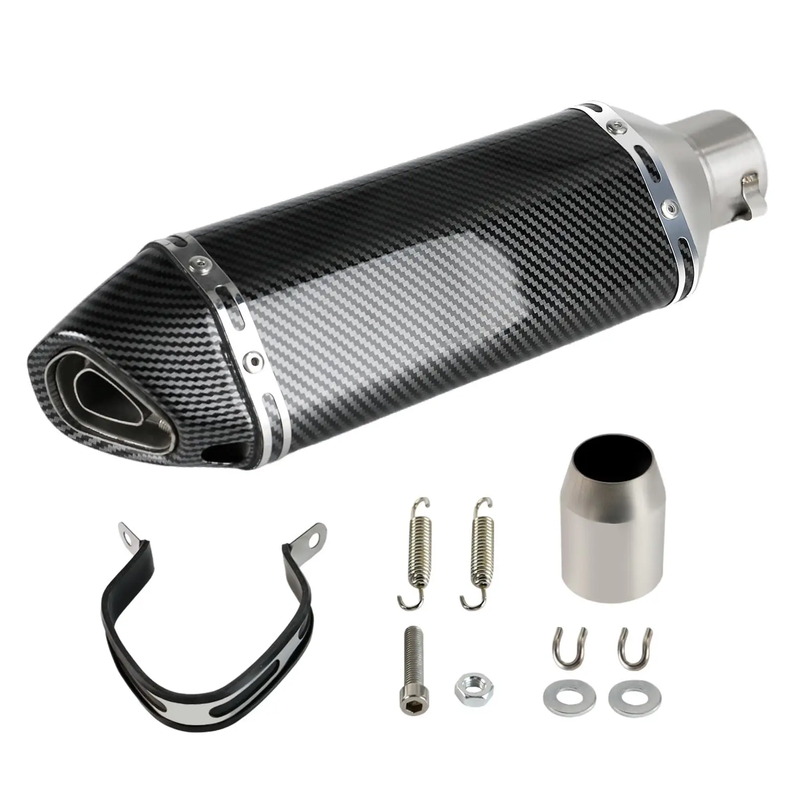 Carbon Fiber Exhaust Muffler With Removable Db Killer For 38-51mm Pipes, 1.5-2 Inch Inlet, Street Sport Motorcycles And Scooters
Carbon Fiber Exhaust Muffler With Removable Db Killer For 38-51mm Pipes, 1.5-2 Inch Inlet, Street Sport Motorcycles And Scooters