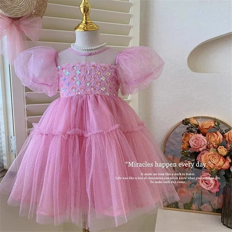Girls' Princess Dress New Kids Puff Sleeved Sequin Mesh Cake Dress Baby Lace Birthday Party Gown Ball Children Clothes 2-8 Years
Girls' Princess Dress New Kids Puff Sleeved Sequin Mesh Cake Dress Baby Lace Birthday Party Gown Ball Children Clothes 2-8 Years