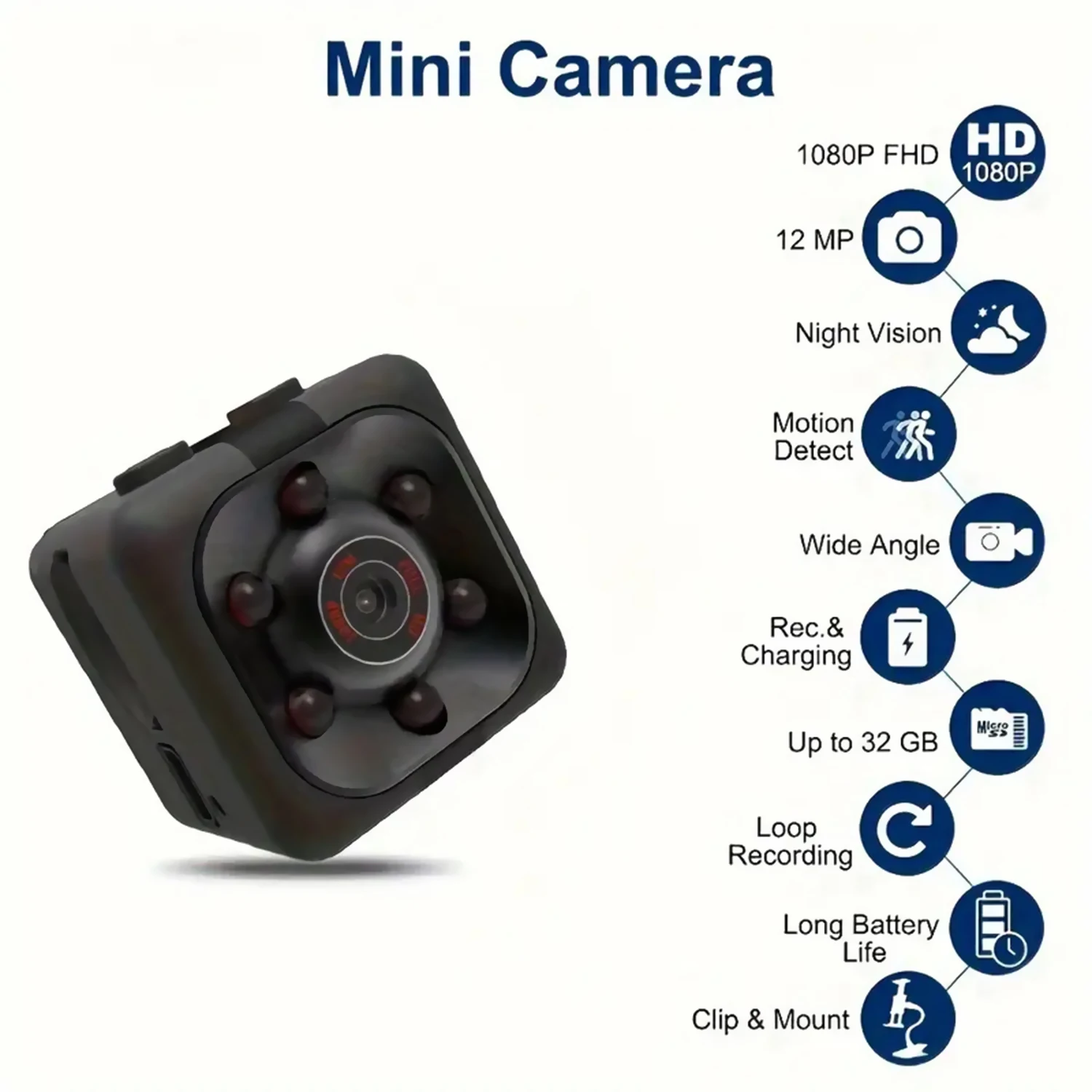 Usoway Mini Camera 1080P HD 140° Wide Angle Night Vision Motion Detection 32GB Loop Recording Clip Mount Kit Home Car Security
Usoway Mini Camera 1080P HD 140° Wide Angle Night Vision Motion Detection 32GB Loop Recording Clip Mount Kit Home Car Security