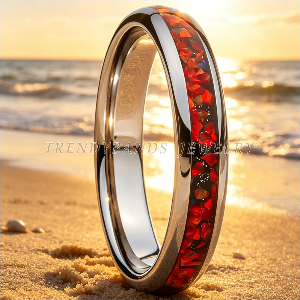 6mm Men's and Women's Wedding Band Tungsten Carbide Engagement Ring Red Opal Inlaid Fashion Jewelry Comfortable Fit
6mm Men's and Women's Wedding Band Tungsten Carbide Engagement Ring Red Opal Inlaid Fashion Jewelry Comfortable Fit