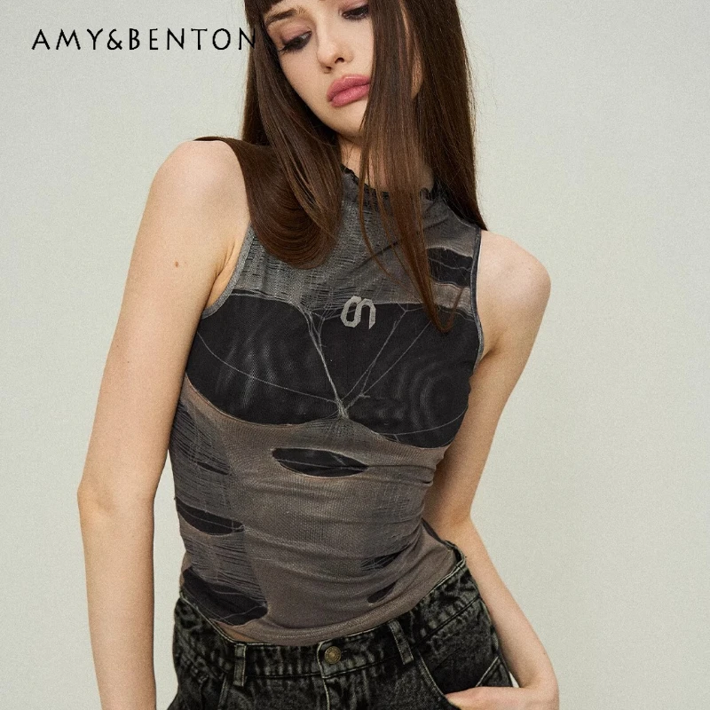 American Retro Black Printed Mesh Women's Vest Original Design 2025 Summer New Thin Sweet Cool Sexy Short Skirt Suits Ladies
American Retro Black Printed Mesh Women's Vest Original Design 2025 Summer New Thin Sweet Cool Sexy Short Skirt Suits Ladies