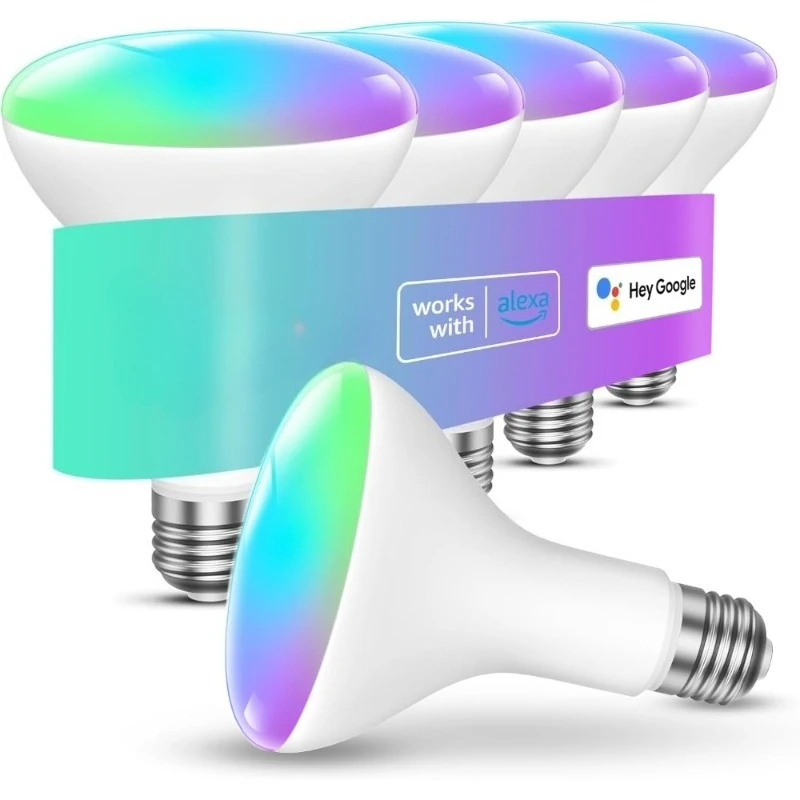 Smart Light Bulbs 1200 Lumens Dimmable BR30 RGBWW Color Changing WiFi Bluetooth LED Bulb 16 Million Colors Music Sync Works
Smart Light Bulbs 1200 Lumens Dimmable BR30 RGBWW Color Changing WiFi Bluetooth LED Bulb 16 Million Colors Music Sync Works