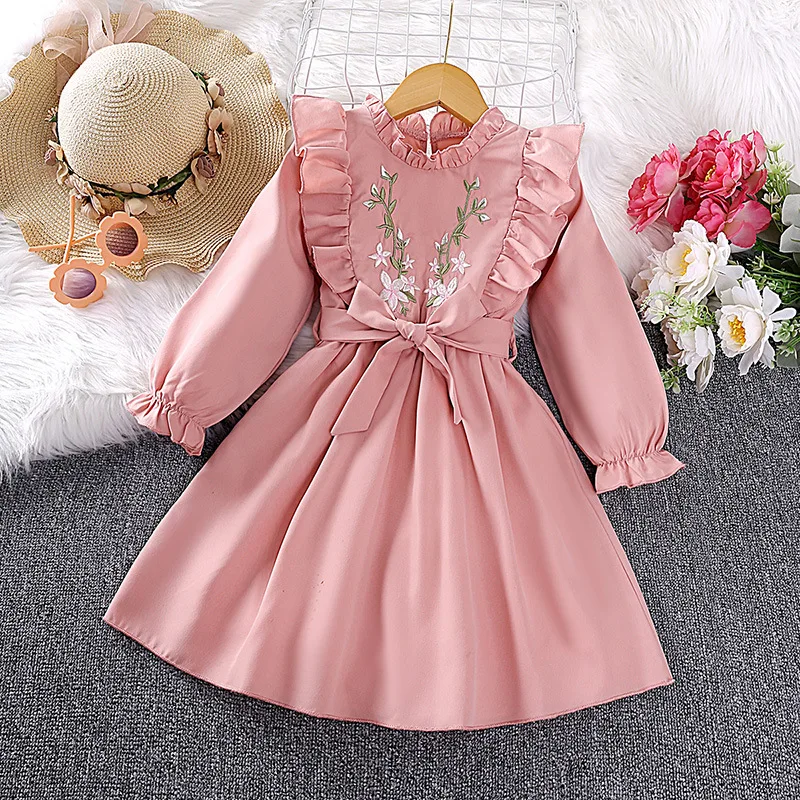 Laura Kors 2023 Winter New Girls Dress Long Sleeve Embroidery Floral Ruffles Pink Girls Dress Vestido 4-7T
Laura Kors 2023 Winter New Girls Dress Long Sleeve Embroidery Floral Ruffles Pink Girls Dress Vestido 4-7T