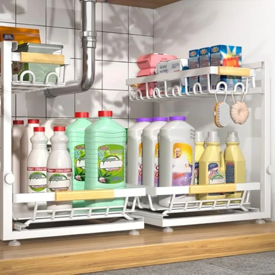 2 Packs Under Sink Organizer, Height Adjustable 2 Tier Under Kitchen Sink Organizer, Multi-Purpose Storage Shelf for Kitchen Ba
2 Packs Under Sink Organizer, Height Adjustable 2 Tier Under Kitchen Sink Organizer, Multi-Purpose Storage Shelf for Kitchen Ba